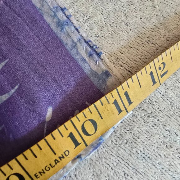 Vintage Silk Scarf in a Soft Purple with Tie-Dye Elements and Foliage - Picture 3 of 4